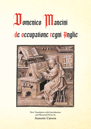 A book cover with a drawing of a scribe at work